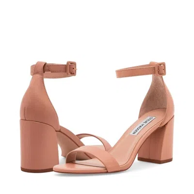 Steve Madden Matty Sandals Women Cream Leather Ankle Strap Block Heel Htat866 In Brown
