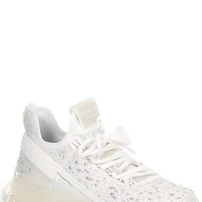 Steve Madden Maxima-p Pearl Embellished Chunky Platform Retro Sneakers In White