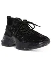 Steve Madden Women's Maxima Rhinestone-trim Trainer Sneakers In Black