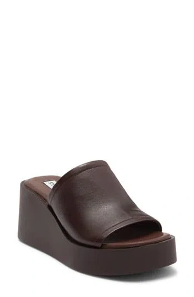 Steve Madden Maycie Platform Wedge Slide Sandal In Brown