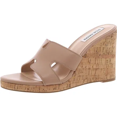 Steve Madden Mayson Womens Solid Leather Wedge Sandals In Brown