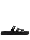 Steve Madden Womens Black Missile Multi-strap Flat Leather Sandals In 黑色