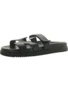 Steve Madden Womens Black Missile Multi-strap Flat Leather Sandals In Black