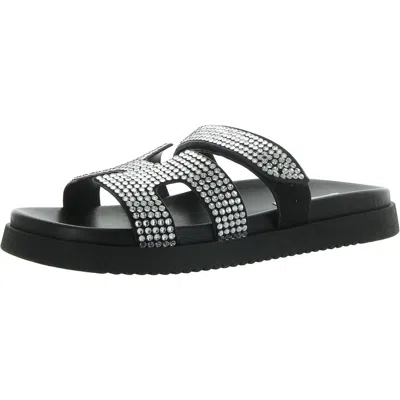 Steve Madden Mayven Womens Suede Adjustable Slide Sandals In Silver