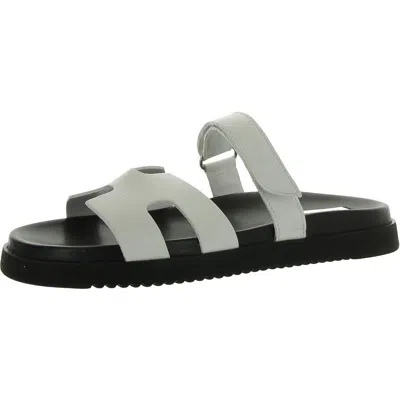 Steve Madden Mayven Womens Suede Adjustable Slide Sandals In White,black
