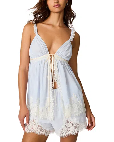 Steve Madden Mazie Lace Trim Top In Blue