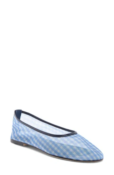 Steve Madden Meadow Flat In Blue Gingham