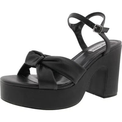 Steve Madden Mella Womens Buckle Faux Leather Platform Sandals In Black