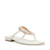 Steve Madden Melo Sandals Women'swhite Embellished Toe Post Thong Zogg1529 In White