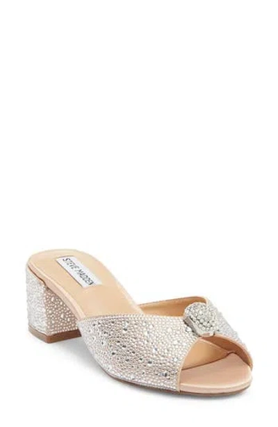 Steve Madden Melodee Crystal Embellished Slide Sandal In Silver