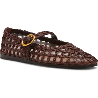 Steve Madden Melody Raffia Mary Jane Flat In Brown