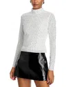 Steve Madden Melvina Top Womens Embellished Polyester Pullover Top In Whisper White
