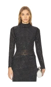 Steve Madden Krista Embellished Long Sleeve Mesh Minidress In Black Onyx