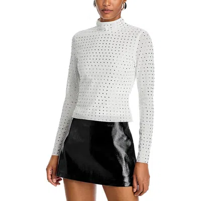 Steve Madden Melvina Top Womens Embellished Polyester Pullover Top In Whisper White