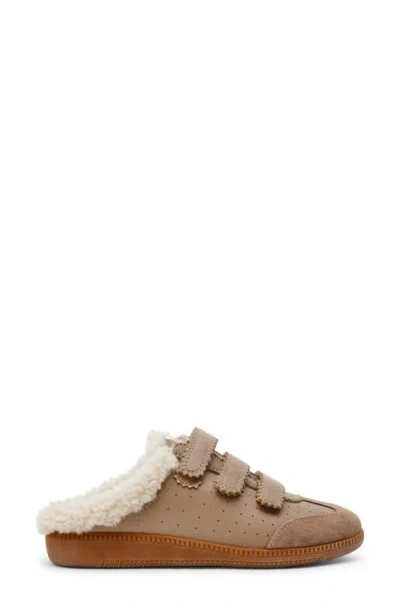 Steve Madden Memento Faux Shearling Lined Mule Sneaker In Taupe Suede