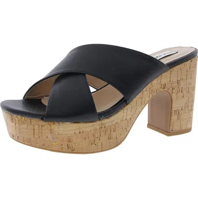 Steve Madden Memorable Womens Criss-cross Faux Leather Block Heel In Black
