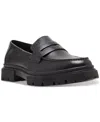 Steve Madden Men's Akkron Faux-leather Lug-sole Penny Loafers In Black Leather