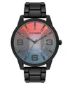 Steve Madden Men's Contemporary Black Alloy Metal Watch, 45mm In Blue,red,black