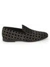 Steve Madden Men's Geometric Velvet Smoking Slippers In Black
