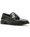 Steve Madden Men's Gray Tassel Leather Loafer In Black Leather