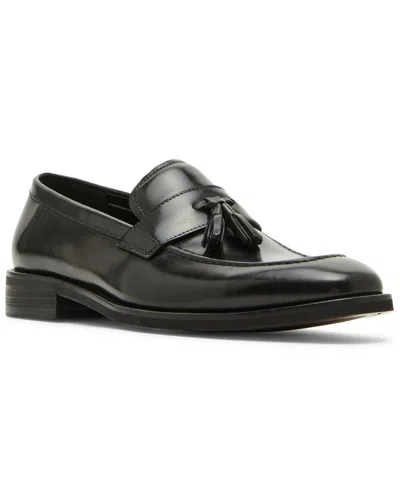Steve Madden Men's Gray Tassel Leather Loafer In Black Leather