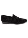 Steve Madden Men's Melcom Printed Velvet Smoking Slippers In Black