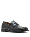 Steve Madden Men's Natan Penny Moc Toe Loafer In Black Leather