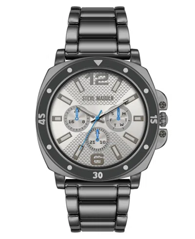 Steve Madden Men's Polished Black Alloy Metal Watch, 45mm In Gray,black