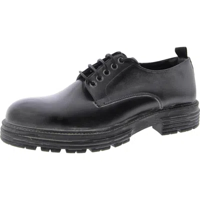 Steve Madden Mens Faux Leather Lace Up Oxfords In Black