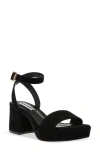 Steve Madden Mercerr Ankle Strap Platform Sandal In Black Suede