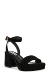 Steve Madden Mercerr Ankle Strap Platform Sandal In Black Suede