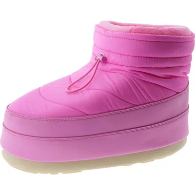 Steve Madden Mercy Womens Lug Sole Faux Shearling Winter & Snow Boots In Pink