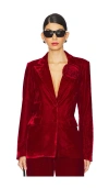 Steve Madden Imann One-button Crushed Velvet Blazer In Red
