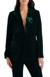 Steve Madden Merene Rosette Detail Velvet Blazer In Winter Pine