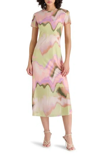 Steve Madden Mesh T-shirt Midi Dress In Mystical Tie Dye
