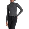 Steve Madden Serita Metallic Rib Mock Neck Sweater In Black