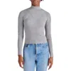 Steve Madden Metallic Rib Mock Neck Sweater In Silver