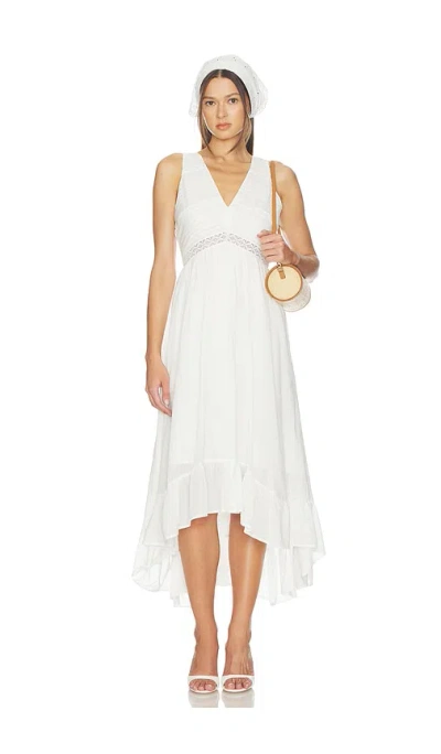 Steve Madden Miah Lace Trim Sleeveless High-low Maxi Dress In White