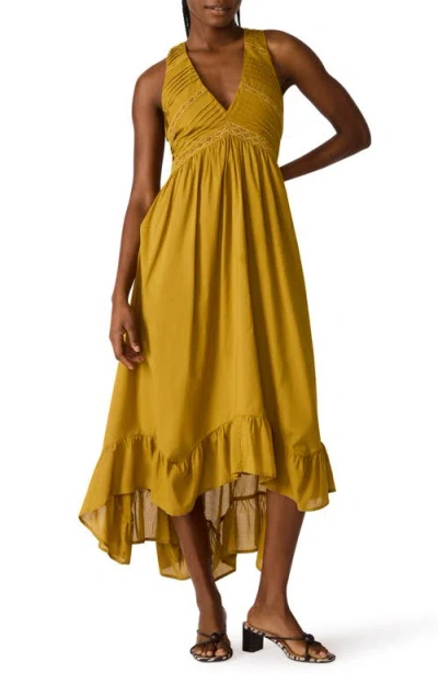 Steve Madden Miah Lace Trim Sleeveless High-low Maxi Dress In Brown