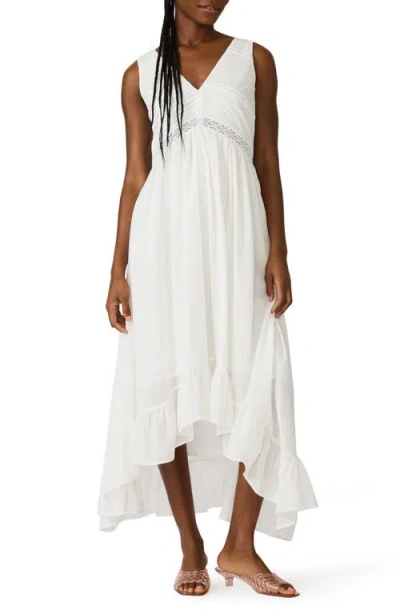 Steve Madden Miah Lace Trim Sleeveless High-low Maxi Dress In White