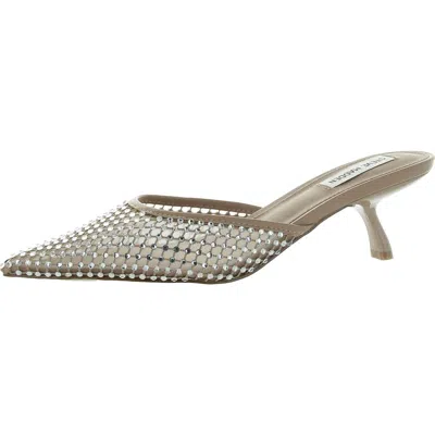 Steve Madden Micki Womens Mesh Rhinestone Kitten Heels In Gold