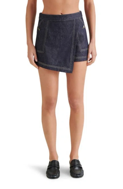 Steve Madden Milena Denim Wrap Miniskort In Dark Indigo
