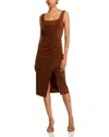 Steve Madden Milo Sleeveless Gathered Midi Dress In Gold