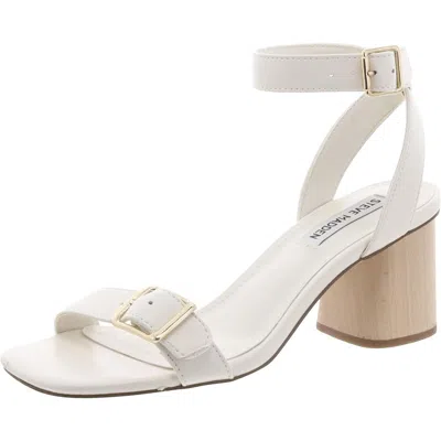 Steve Madden Mindi Womens Leather Ankle Strap Slingback Sandals In White