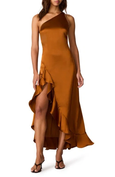 Steve Madden Mindy Asymmetric High-low Dress In Gold