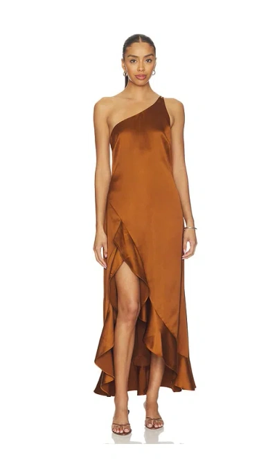 Steve Madden Mindy Asymmetric High-low Dress In Gold