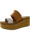 Steve Madden Mindy Womens Leather Fringe Block Heel In Brown
