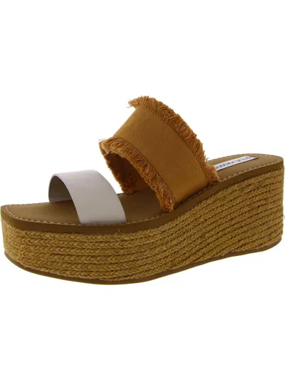 Steve Madden Mindy Womens Leather Fringe Block Heel In Multi