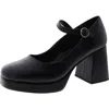 Steve Madden Mingle Womens Buckle Block Heel Mary Jane Heels In Black