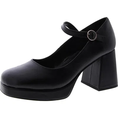 Steve Madden Mingle Womens Buckle Block Heel Mary Jane Heels In Black